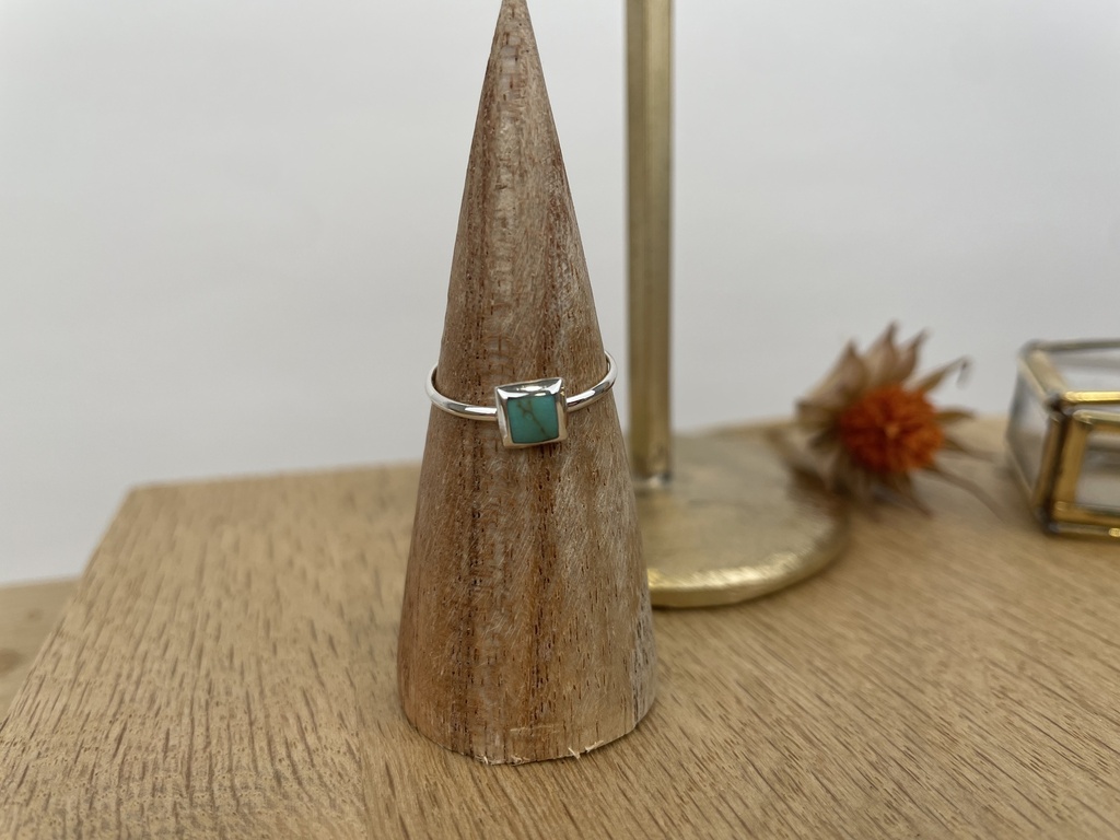 Bague Argent 925 & Turquoise verte [1423]