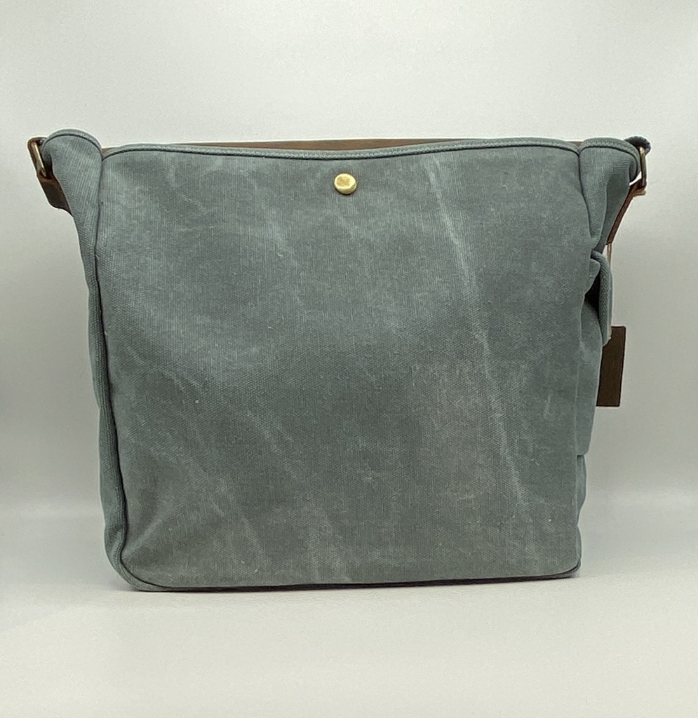 Sac en bandoulière Cuir/coton Gris-bleu