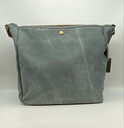 Sac en bandoulière Cuir/coton Gris-bleu