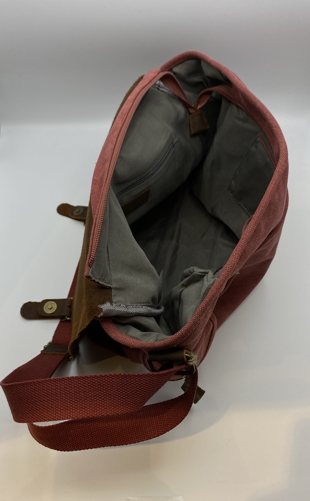 Sac en bandoulière Cuir/coton Gris-bleu