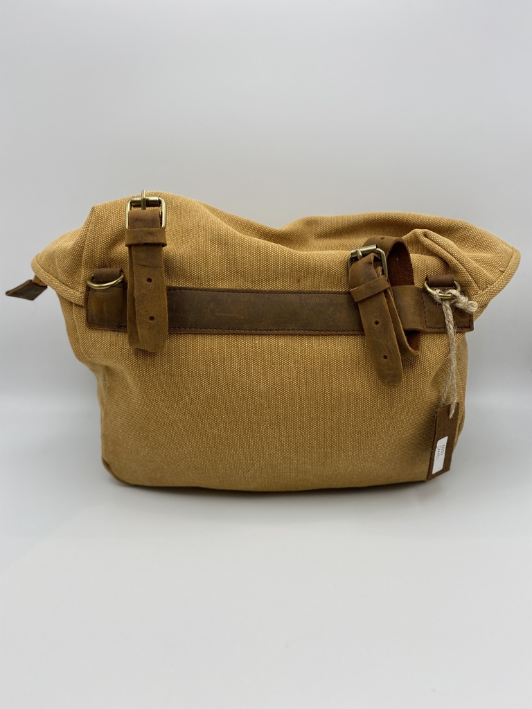 Sac en bandoulière Cuir/coton Camel