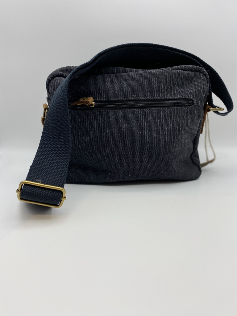 Sac en bandoulière Cuir/coton Noir