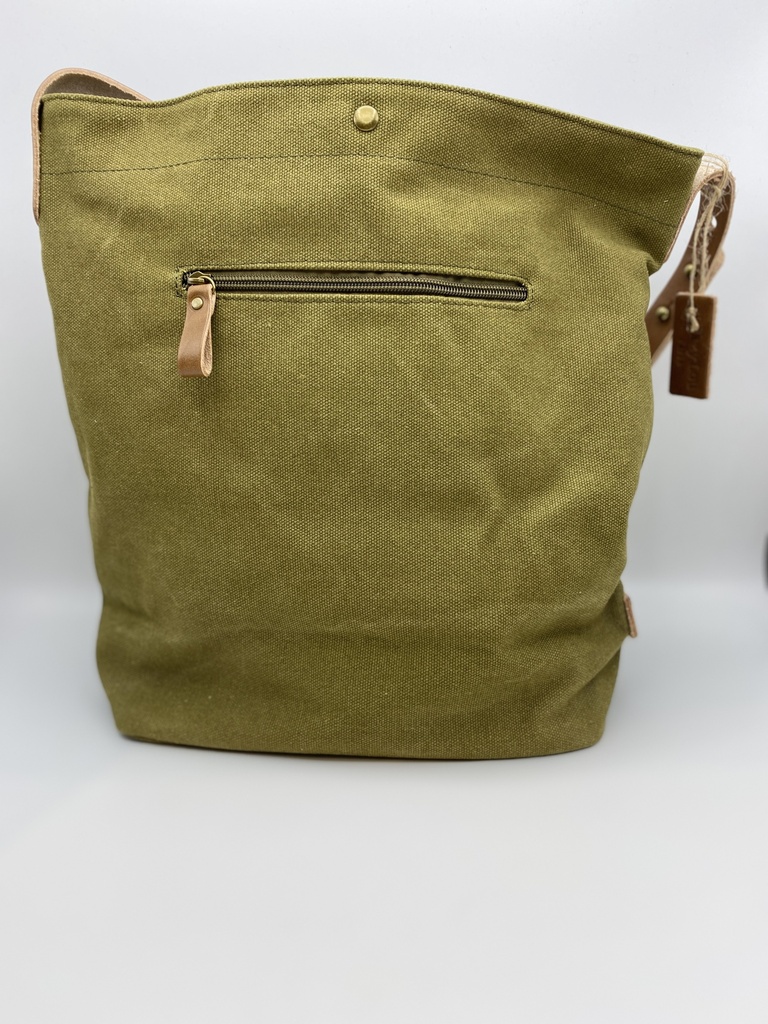 Sac en bandoulière Cuir/coton Kaki