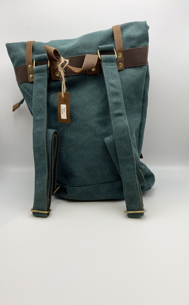 Sac à dos Cuir/coton Vert foncé