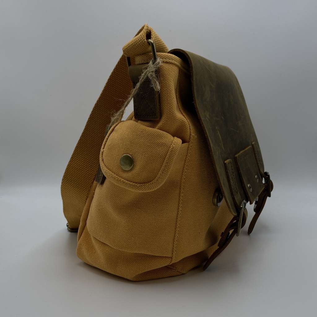 Sac en bandoulière Cuir/coton Orange