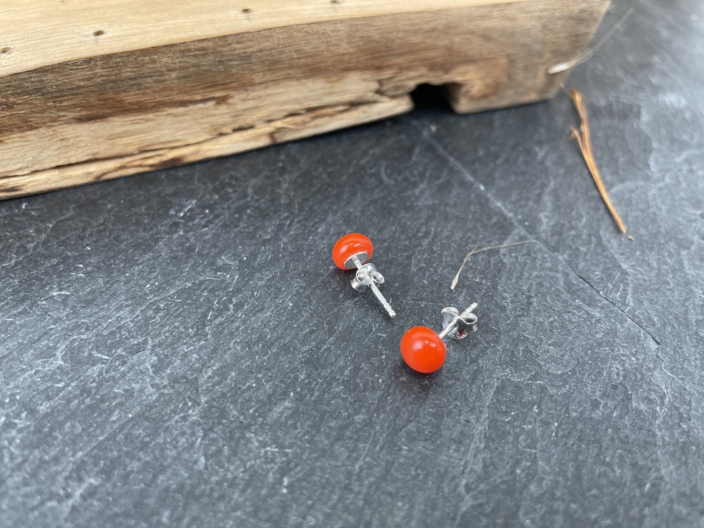 Puces d'Oreilles en Verre Orange [0027]