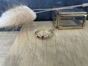 Bague Argent Plaqué Or & Grenat, Ruby, Pierre de Lune Pêche [0177]