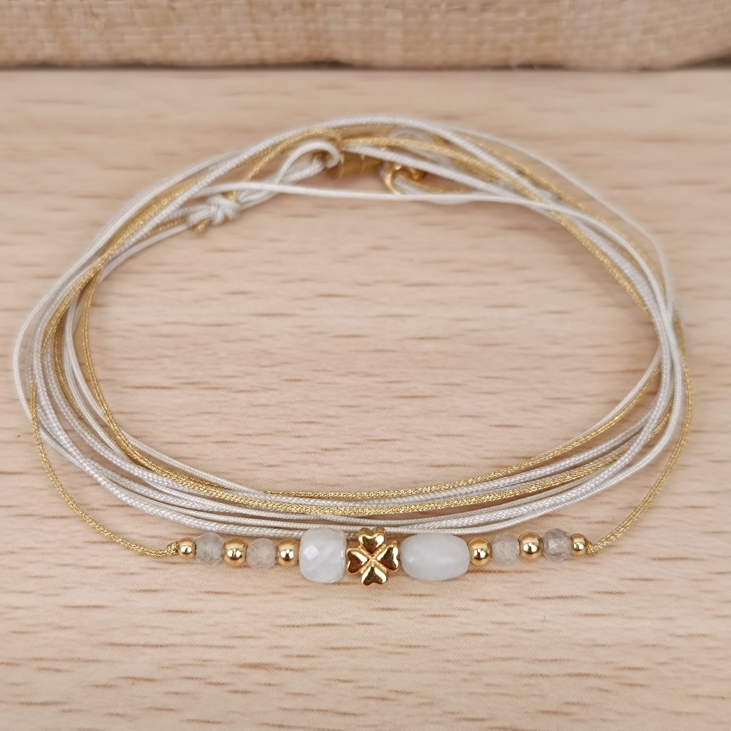 Bracelet trois tours blanc 'Cindy'