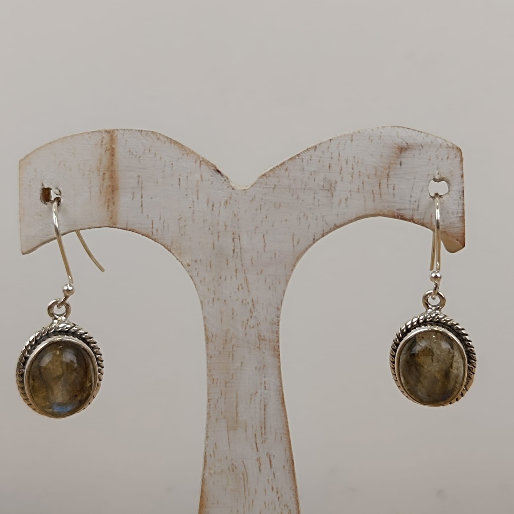 Boucles d'Oreilles Argent 925 & Labradorite [0854]