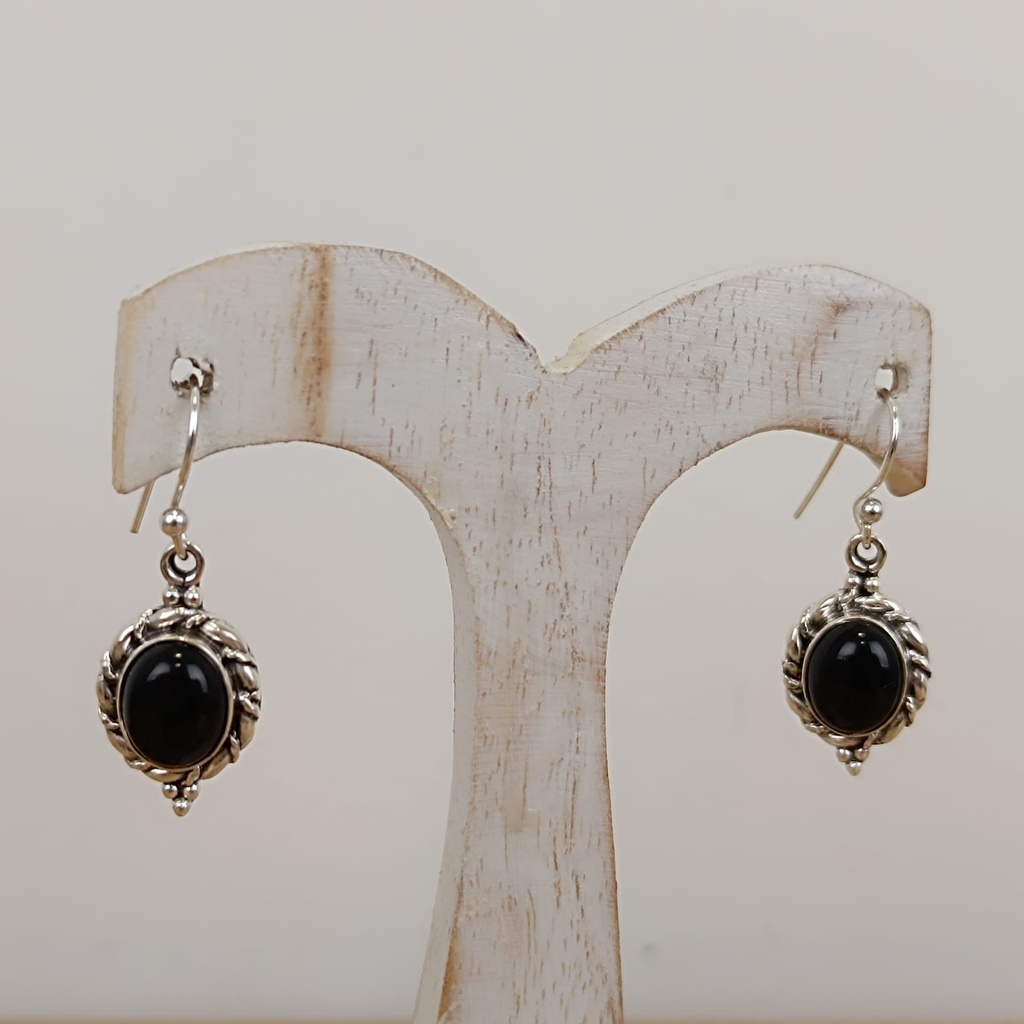 Boucles d'Oreilles Argent 925 & Onyx [0865]