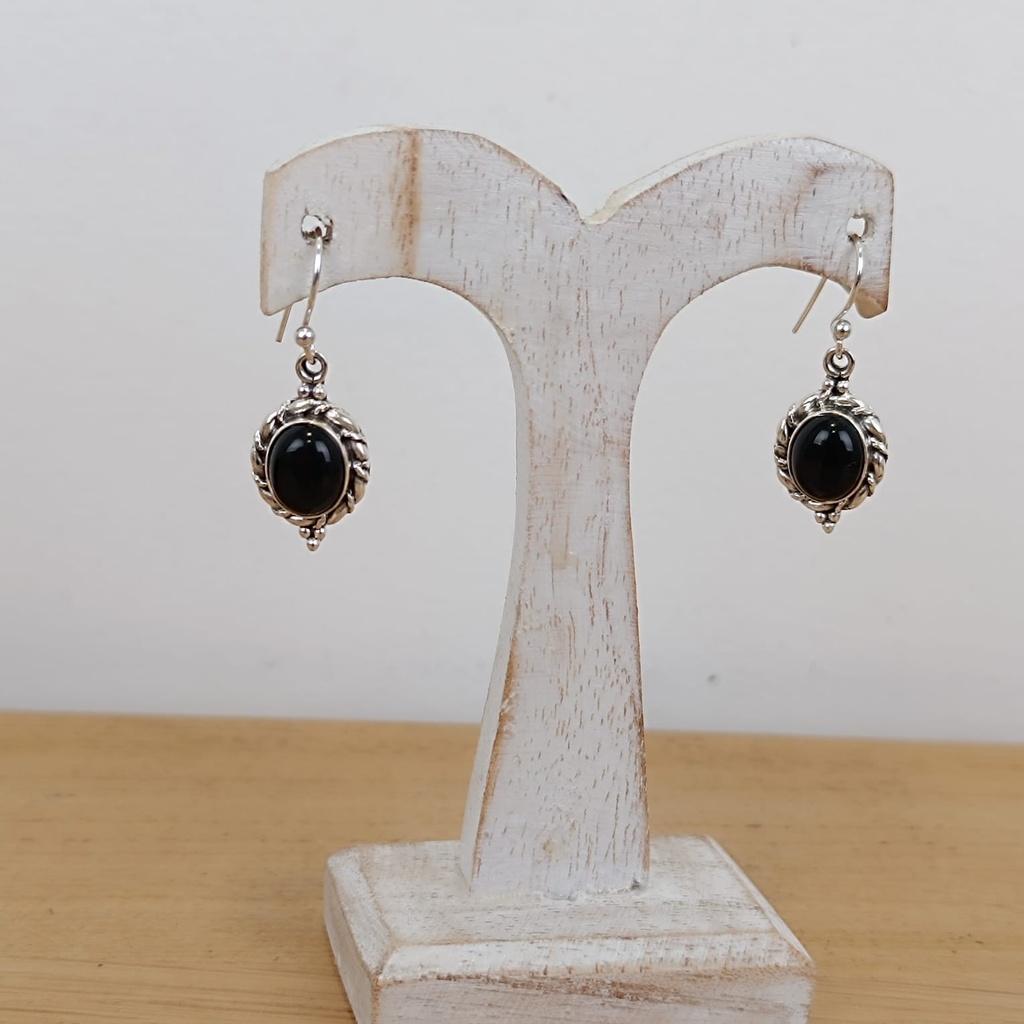 Boucles d'Oreilles Argent 925 & Onyx [0865]