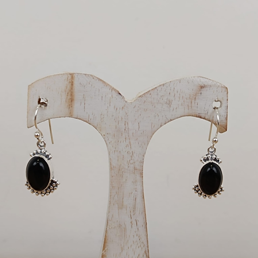 Boucles d'Oreilles Argent 925 & Onyx [0867]