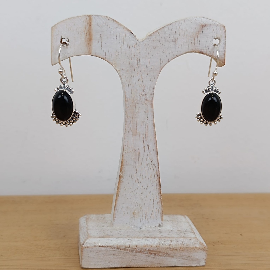 Boucles d'Oreilles Argent 925 & Onyx [0867]