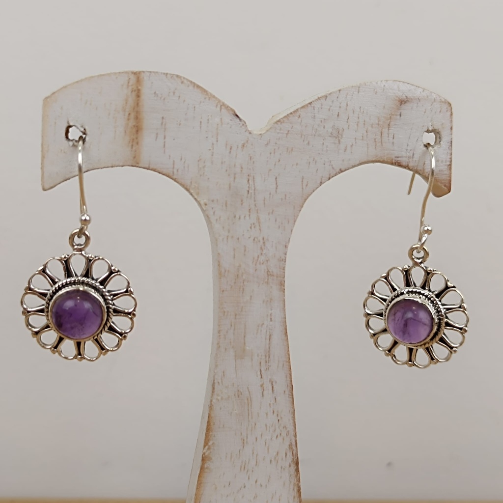 Boucles d'Oreilles Argent 925 & Améthyste [0888]