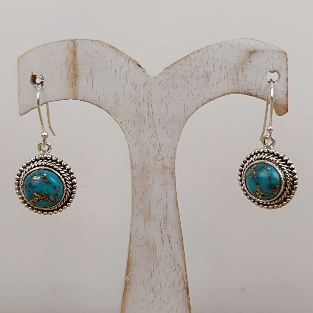 Boucles d'Oreilles Argent 925 & Turquoise [0897]