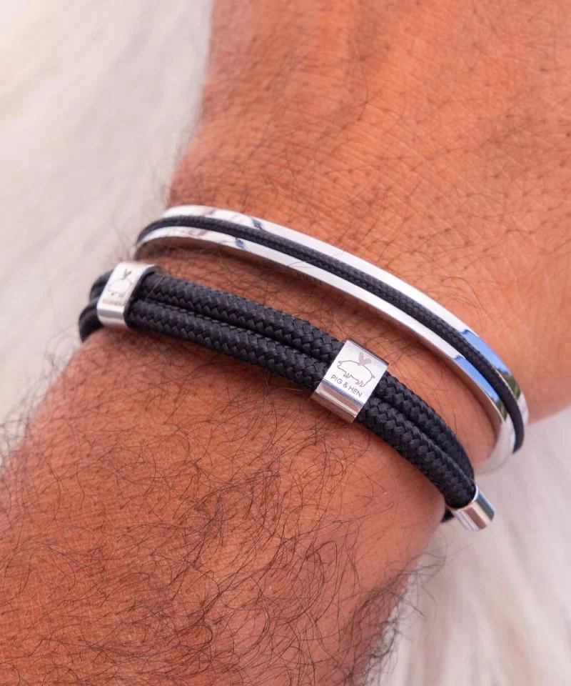 Bracelet Little Lewis DBL (Black | Silver, L 20-21cm)