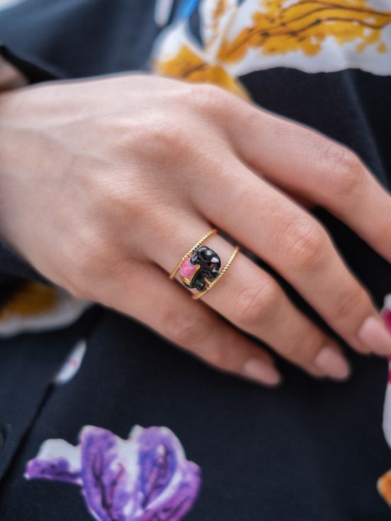 Bague Double Anneau Éléphant d'Asie