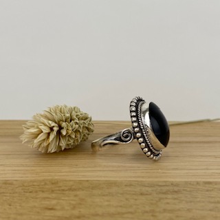 Bague Argent 925 & Coquillage Noir [1844]