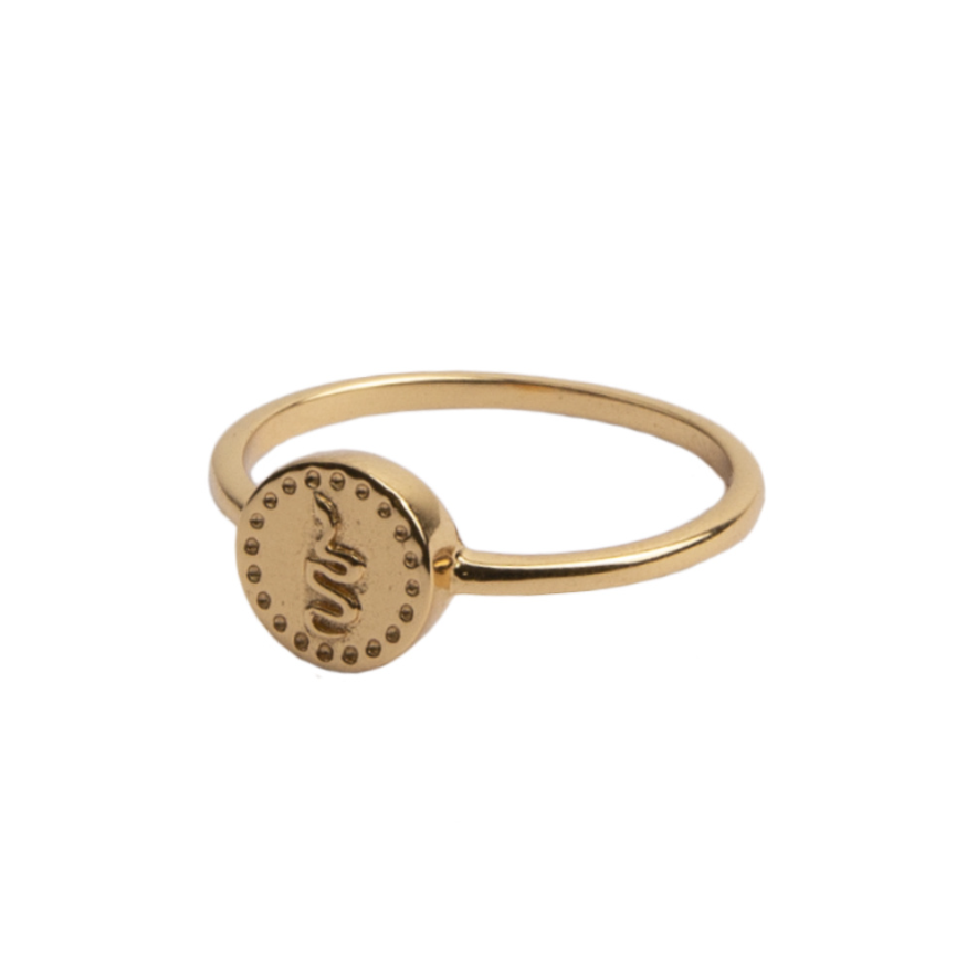 Bague Magique Plaqué Or Coin Snake T55 - All The Luck In The World