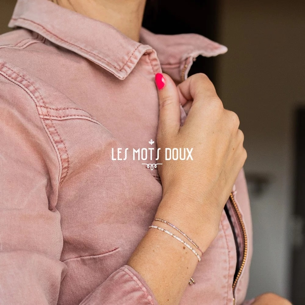 Bracelet Famille Maman Blanc & Doré - Les Mots Doux