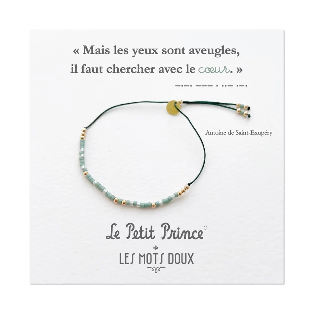 Bracelet Le Petit Prince Cœur Bleu et Doré - Les Mots Doux