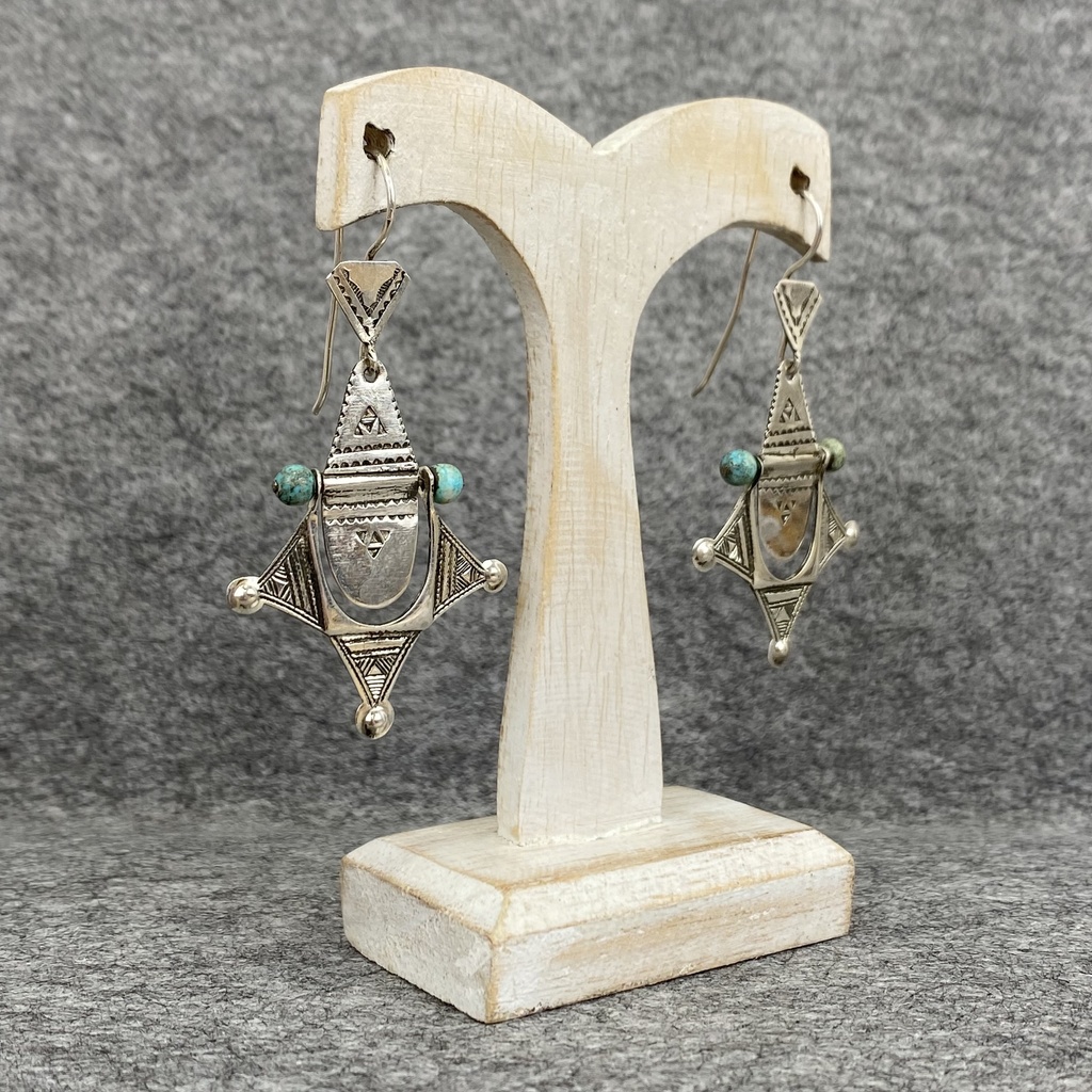 Boucles d'oreilles Argent 925 & Turquoise [1254]