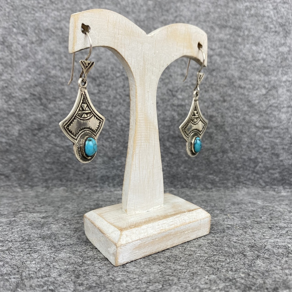 Boucles d'oreilles Argent 925 & Turquoise [1271]