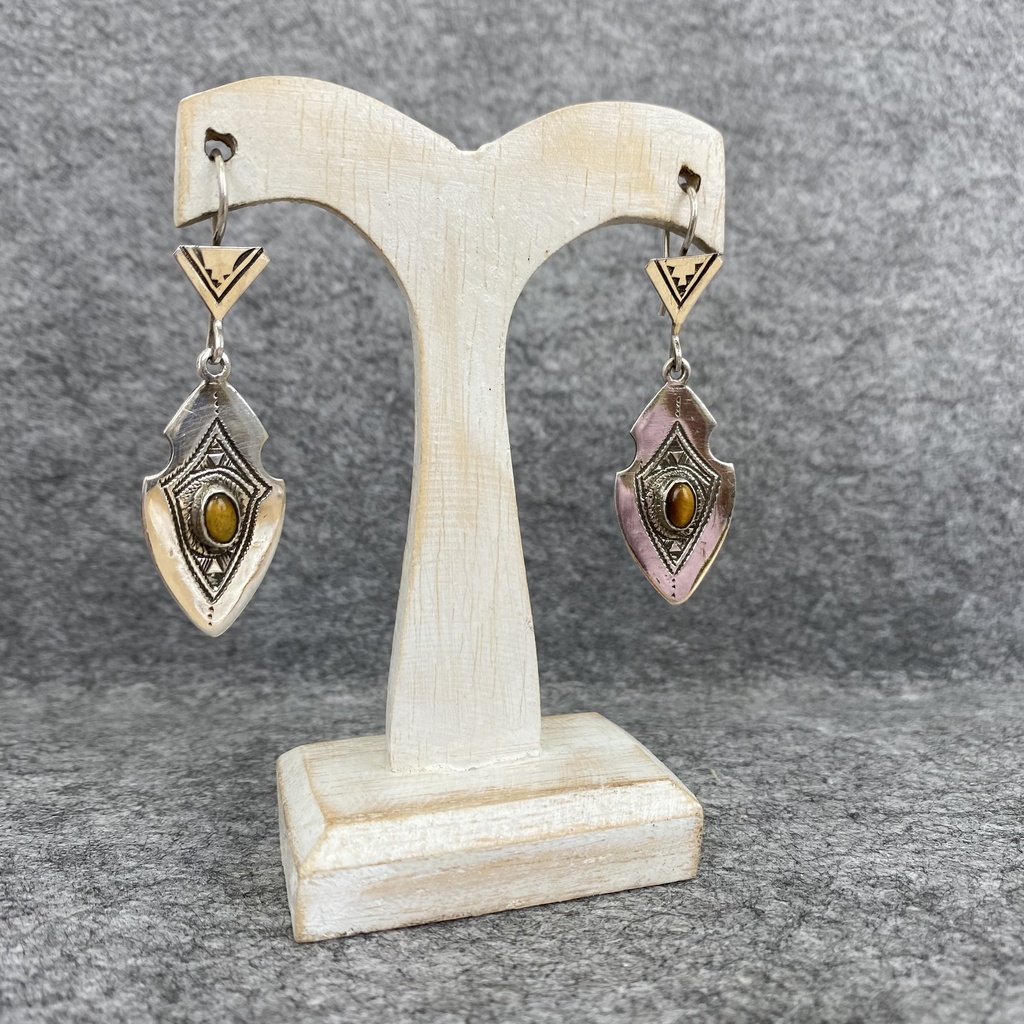 Boucles d'oreilles Argent 925 & Œil de Tigre [1272]