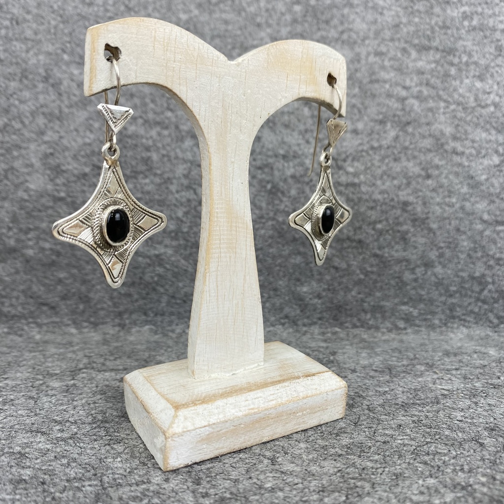 Boucles d'oreilles Argent 925 & Onyx Noir [1280]
