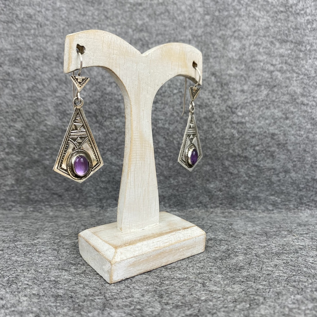 Boucles d'oreilles Argent 925 & Améthyste [1283]