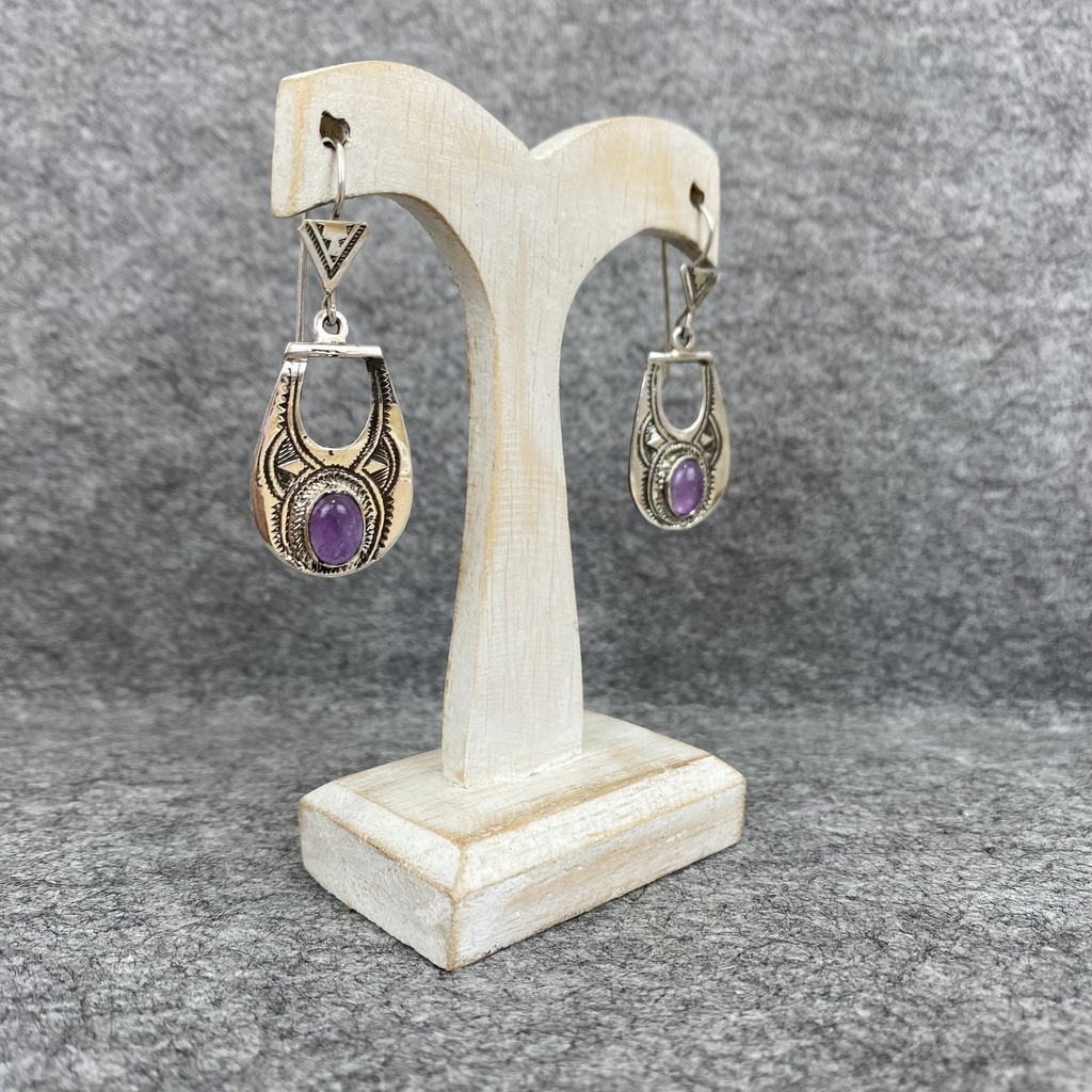 Boucles d'oreilles Argent 925 & Améthyste [1286]