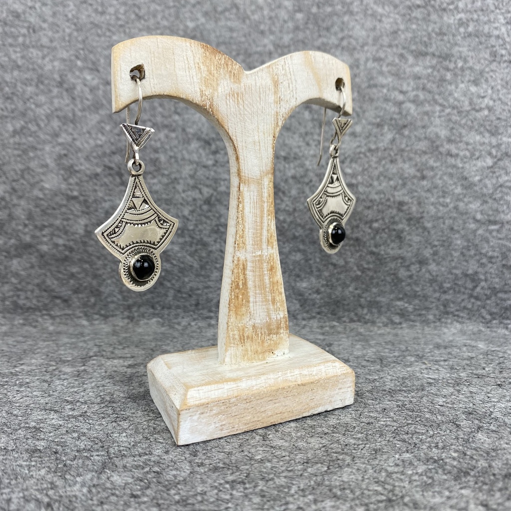 Boucles d'oreilles Argent 925 & Onyx Noir [1287]