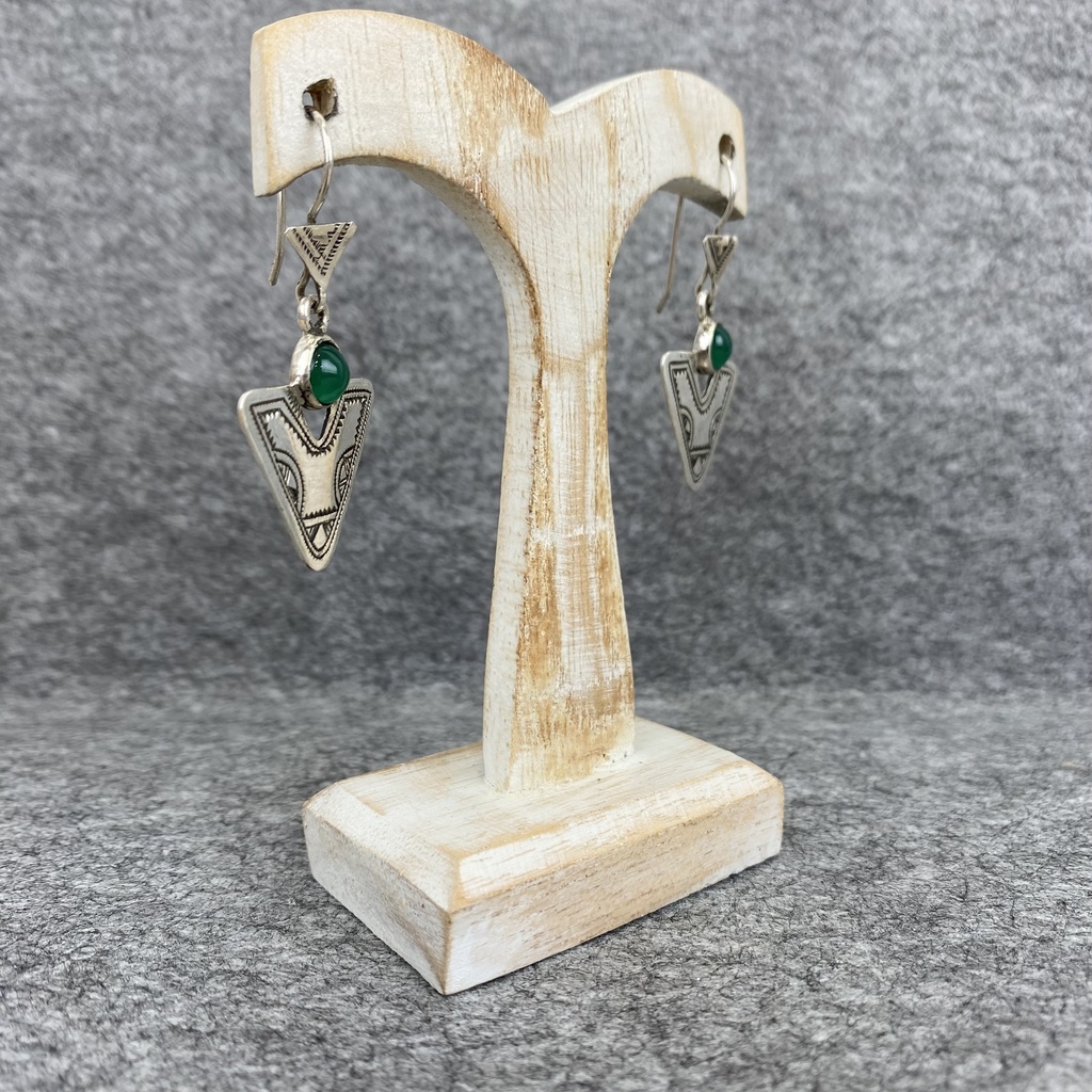 Boucles d'oreilles Argent 925 & Onyx Vert [1294]