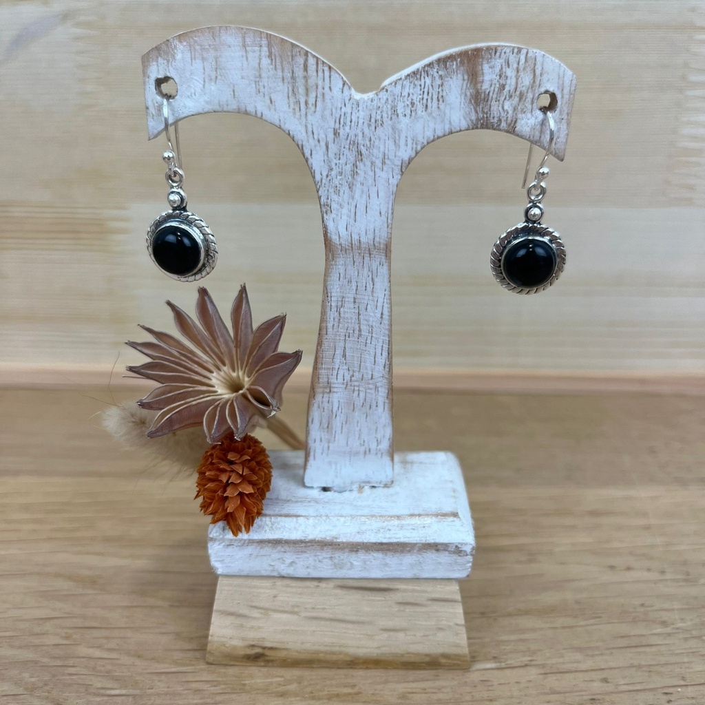 Boucles d'Oreilles - Argent 925 & Onyx [1350]