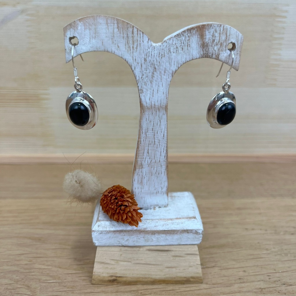 Boucles d'Oreilles - Argent 925 & Onyx [1352]