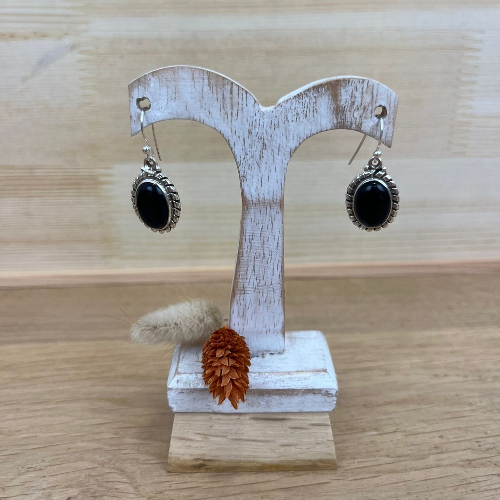 Boucles d'Oreilles - Argent 925 & Onyx [1361]