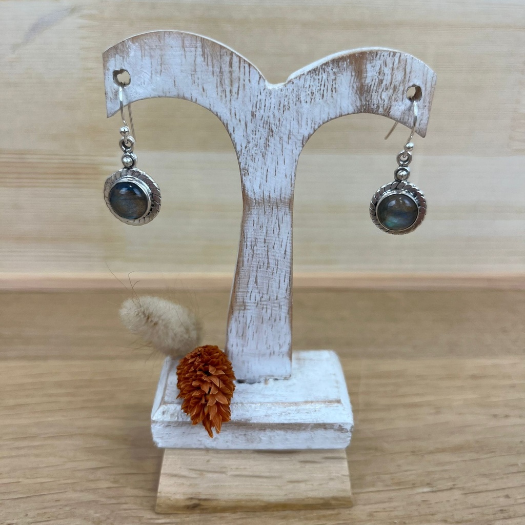 Boucles d'Oreilles - Argent 925 & Labradorite [1365]