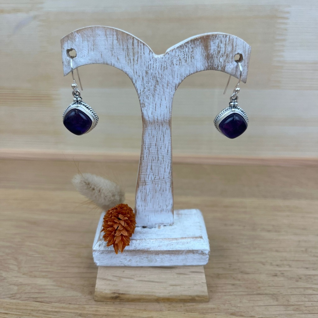 Boucles d'Oreilles - Argent 925 & Améthyste [1367]