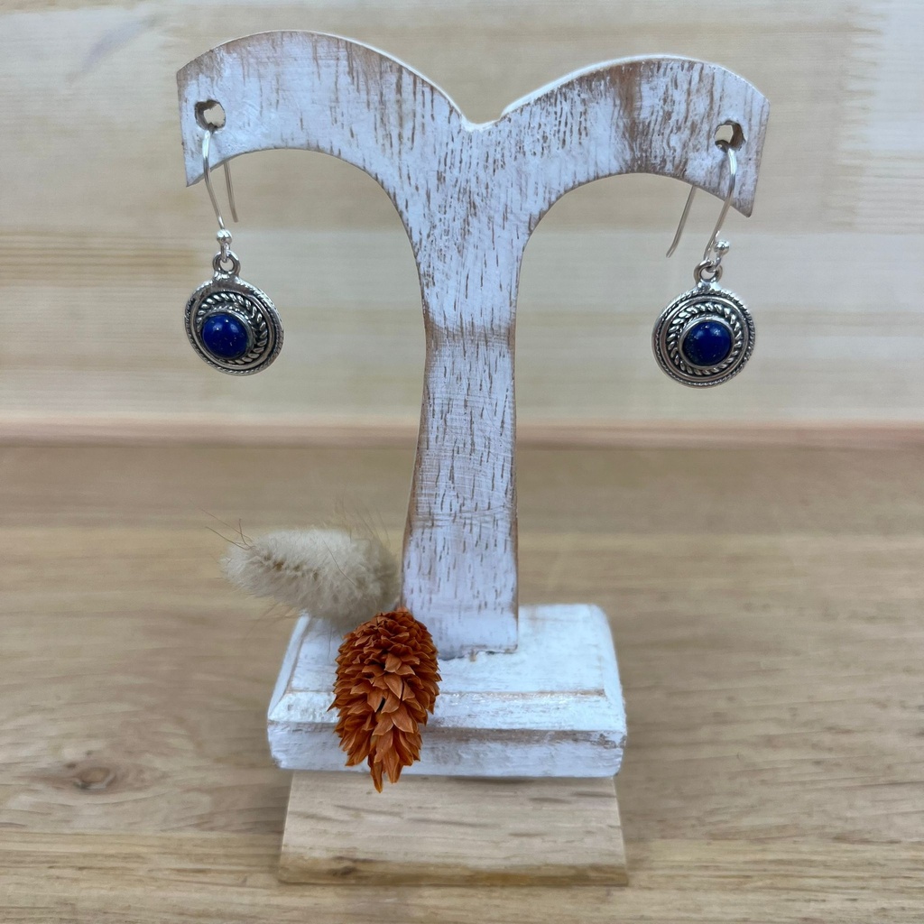 Boucles d'Oreilles - Argent 925 & Lapis Lazuli [1373]