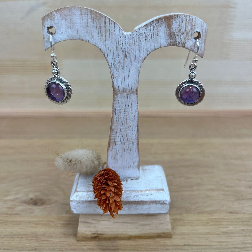 Boucles d'Oreilles - Argent 925 & Améthyste [1378]