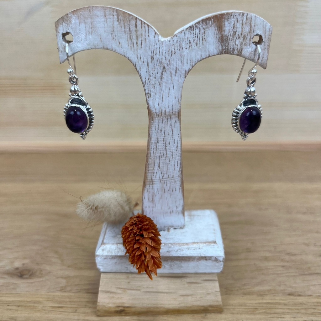 Boucles d'Oreilles - Argent 925 & Améthyste [1381]