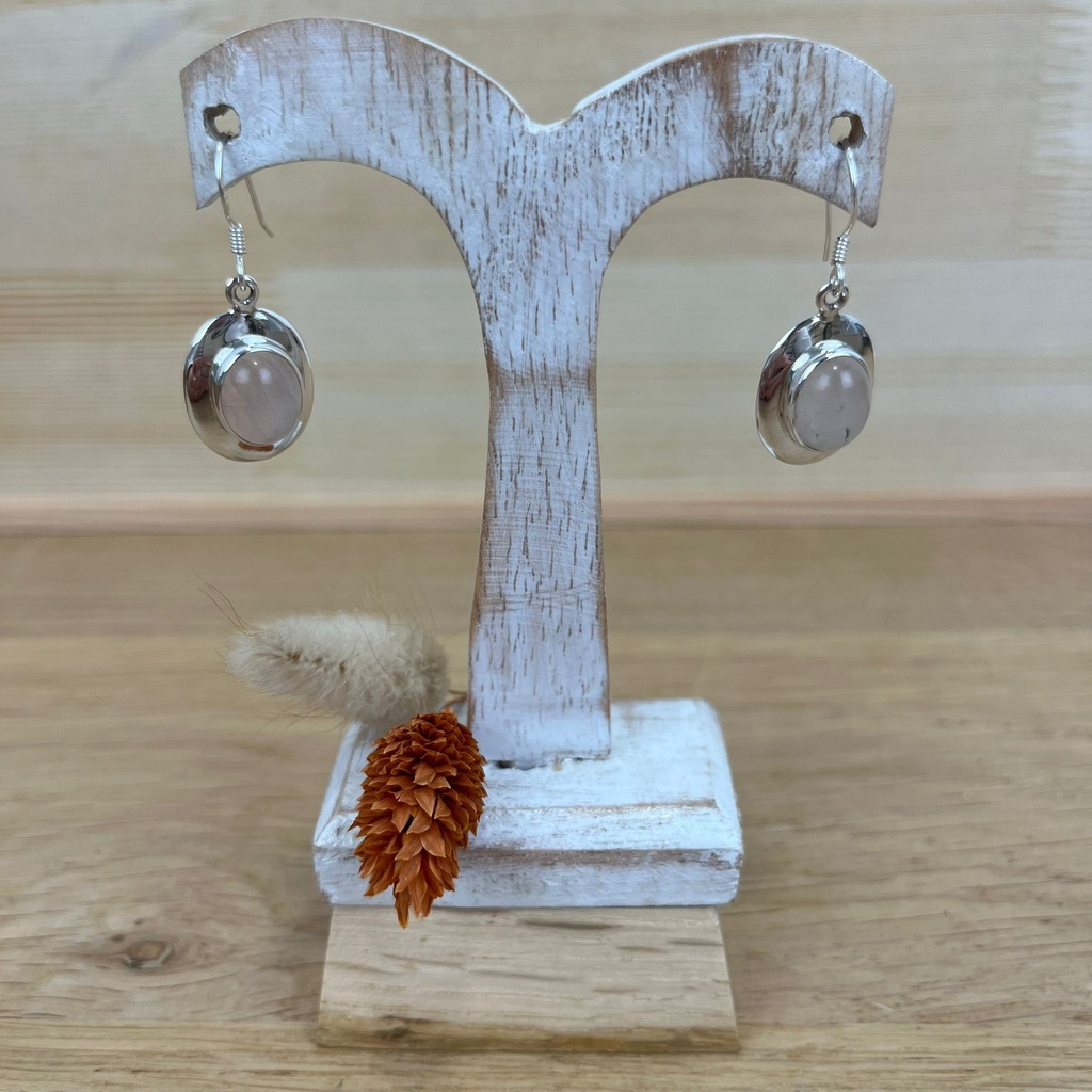 Boucles d'Oreilles - Argent 925 & Quartz Rose [1385]