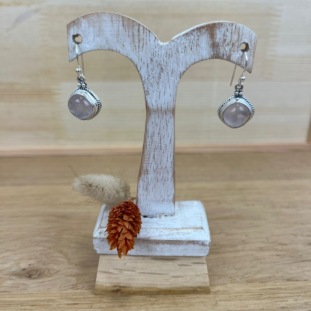 Boucles d'Oreilles - Argent 925 & Quartz Rose [1386]