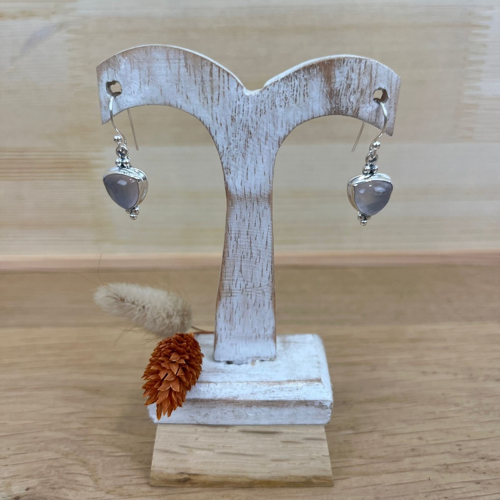 Boucles d'Oreilles - Argent 925 & Quartz Rose [1390]