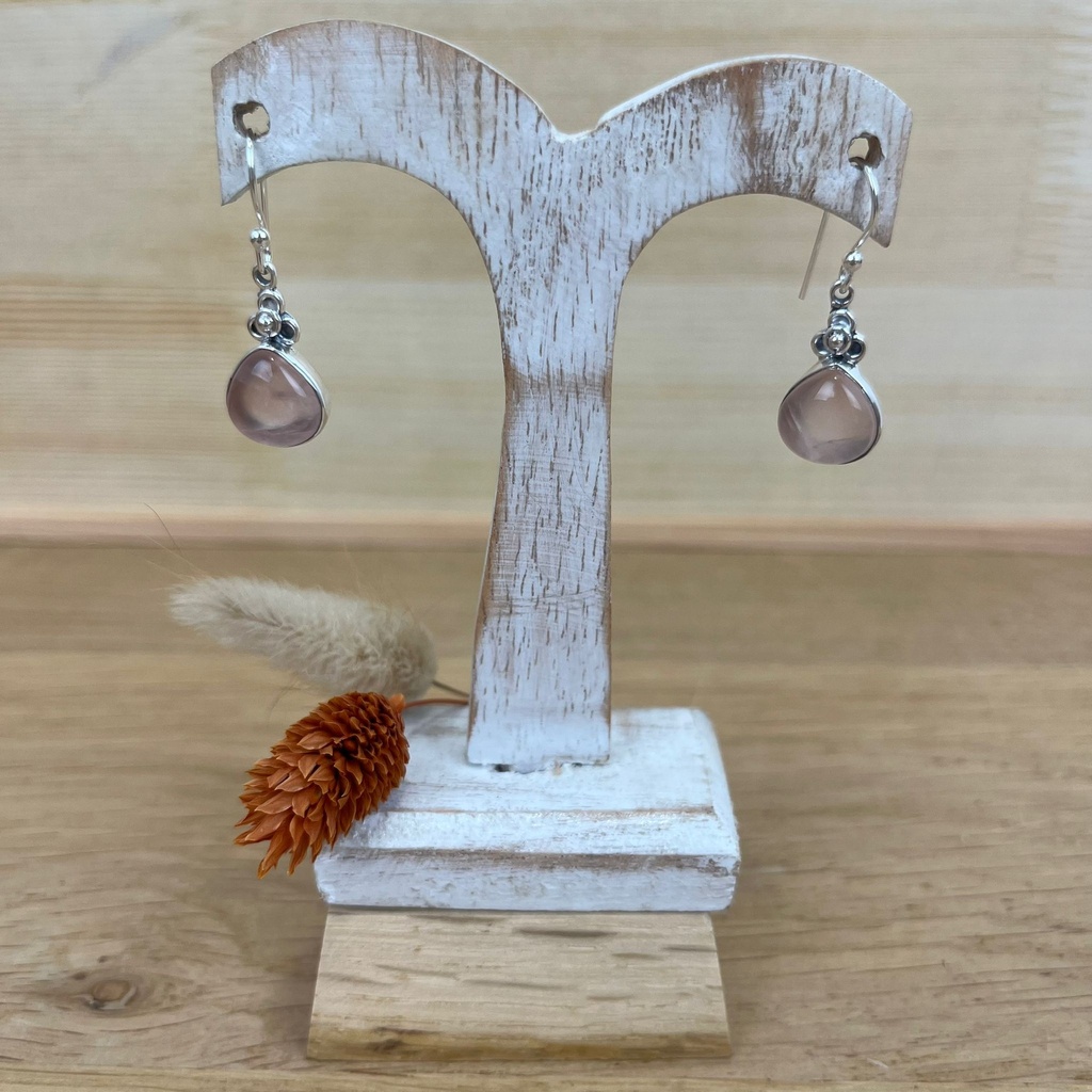 Boucles d'Oreilles - Argent 925 & Quartz Rose [1393]