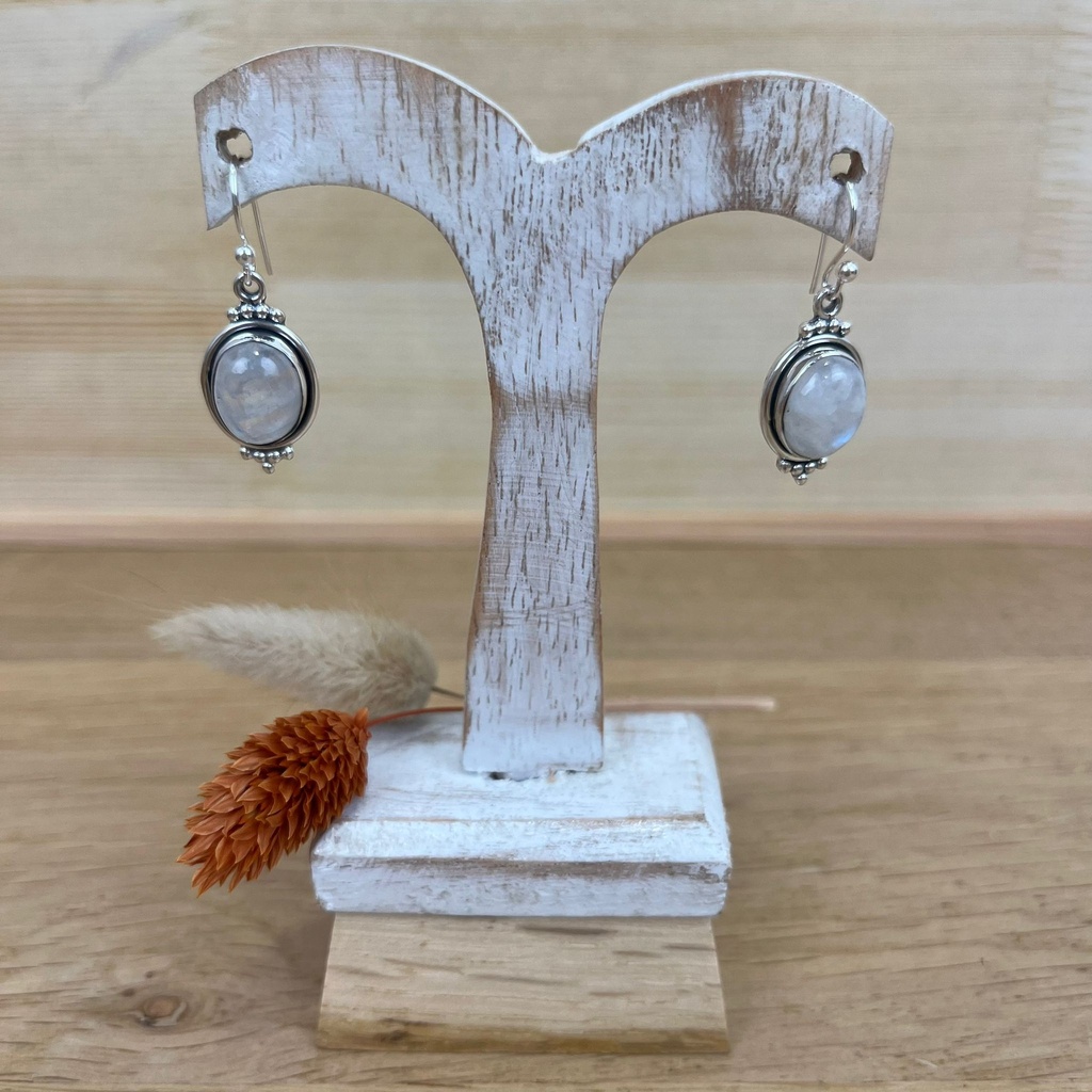 Boucles d'Oreilles - Argent 925 & Pierre de Lune [1397]
