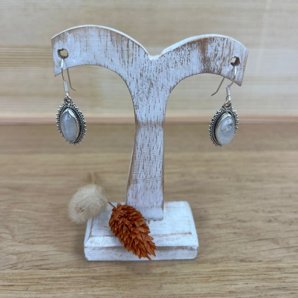 Boucles d'Oreilles - Argent 925 & Pierre de Lune [1404]