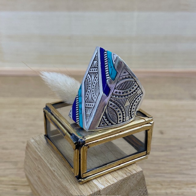 Bague - Argent 925 & Lapis Lazuli & Turquoise [2522]