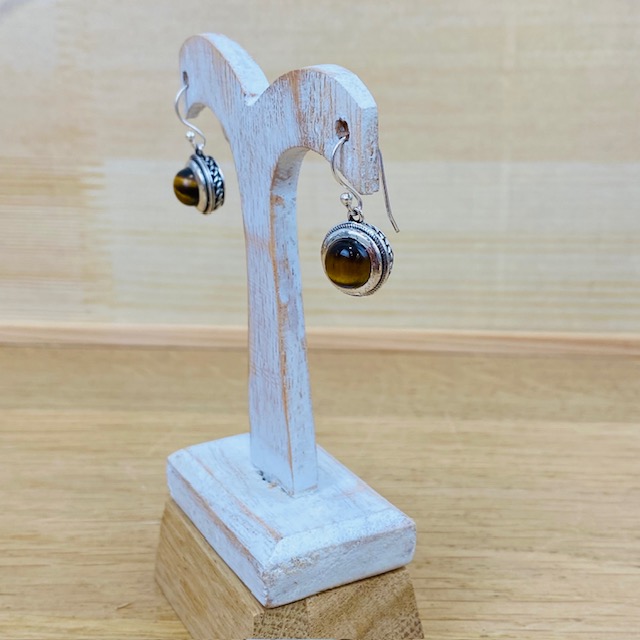 Boucles d'Oreilles - Argent 925 & Œil de Tigre [1463]