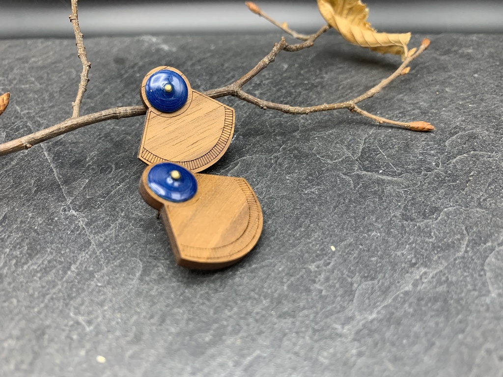 BO Papier & Bois Bleu [Boucles d'Oreilles]